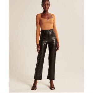 Abercrombie Vegan Leather Ankle Straight Pant
